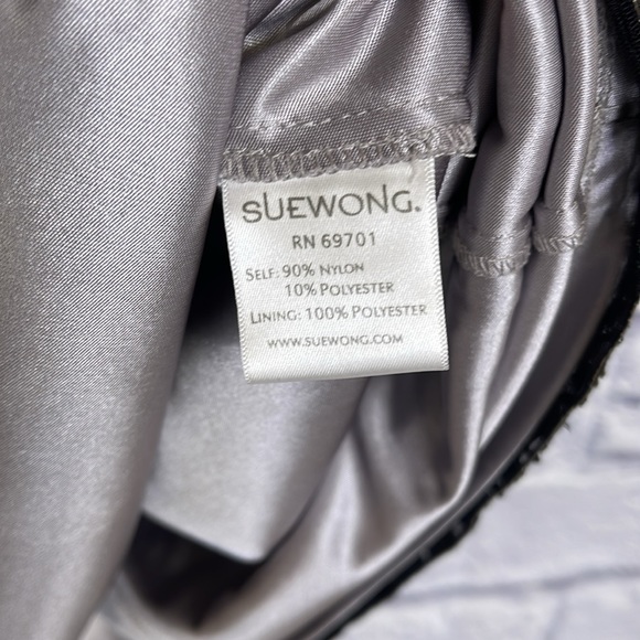 Sue Wong strapless BLACK/ PLATINUM Embroidered  beaded Cocktail evening prom - Picture 11 of 12